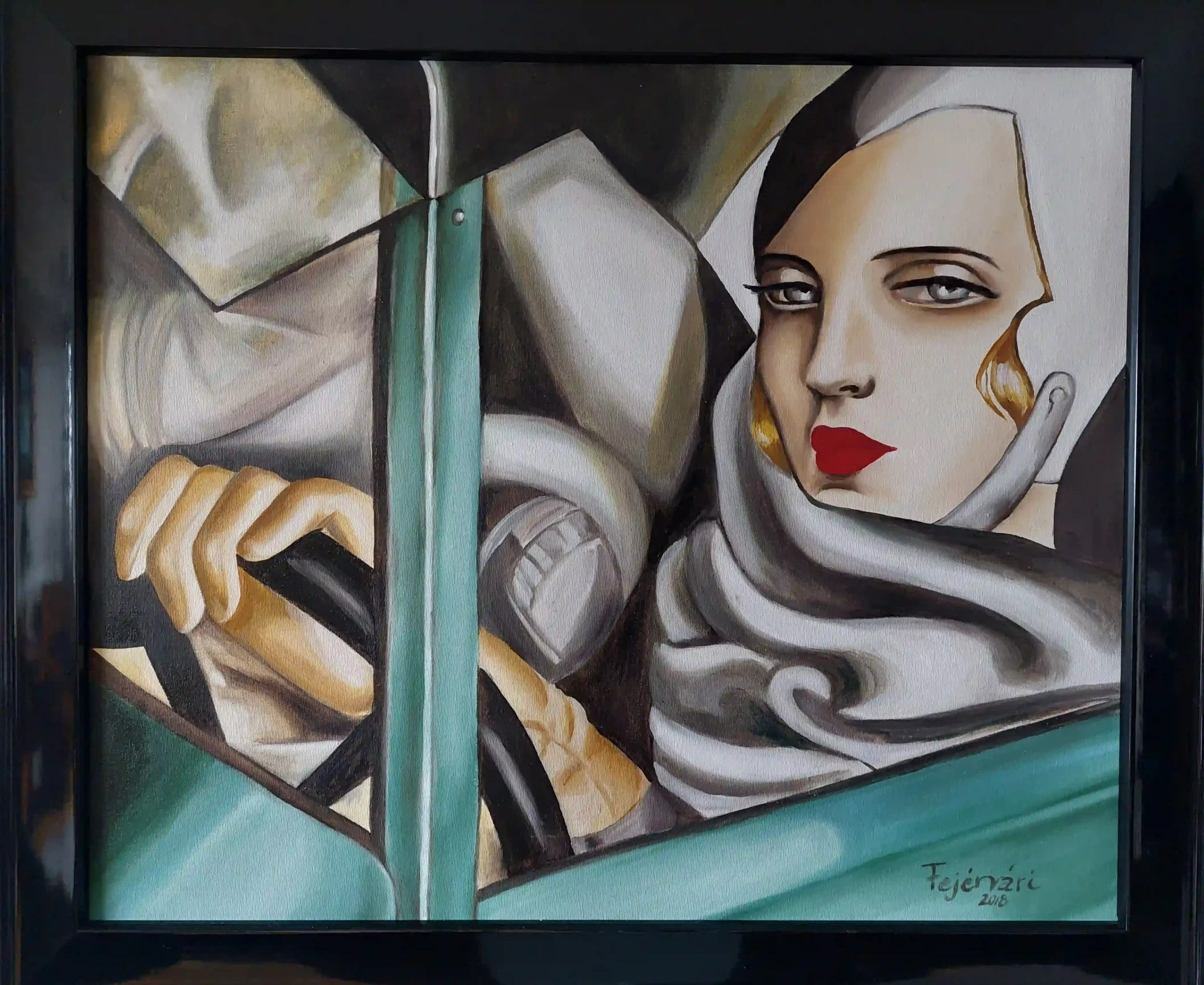 Egyedi festmény art deco ikonikdesign olajfestmény Tamara Lempicka